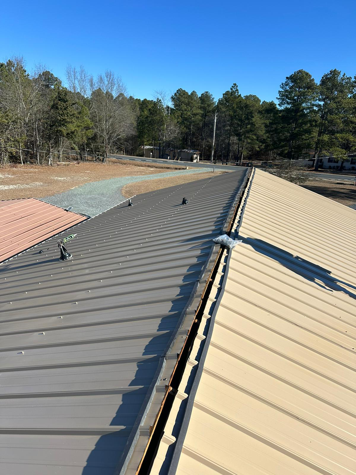 Two-colored metal roof